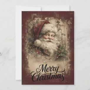 Traditional Santa & Lantern Glow Holiday Card