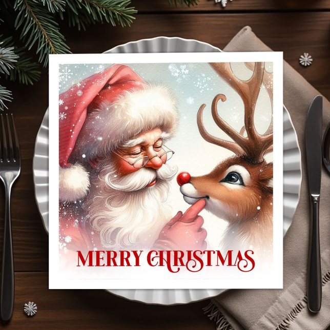 Traditional Santa Rudolph Holiday Party Set Napkin (Traditional Santa Rudolph Holiday Party Set)