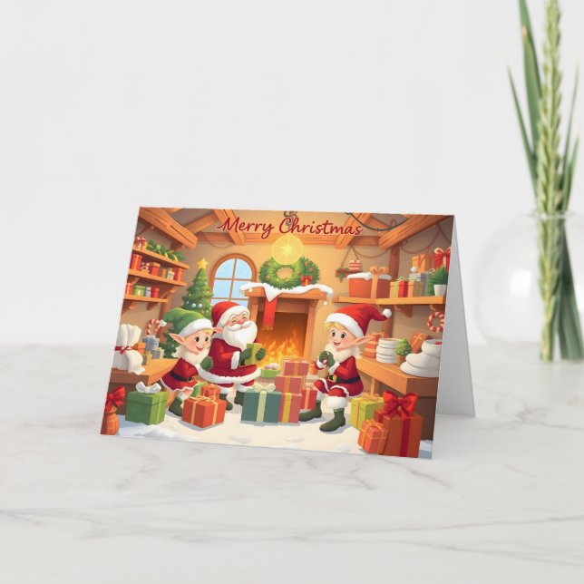 Traditional Santa Workshop Christmas  Card (Front)