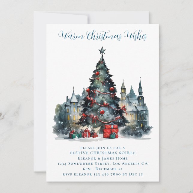 Traditional Scene Merry Christmas Invitation (Front)
