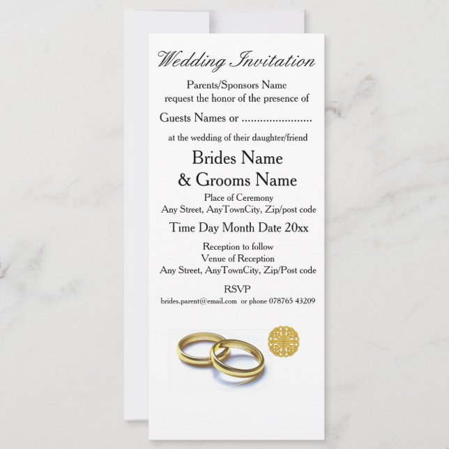 Traditional Scottish and Celtic Wedding Ring Theme Invitation (Front)