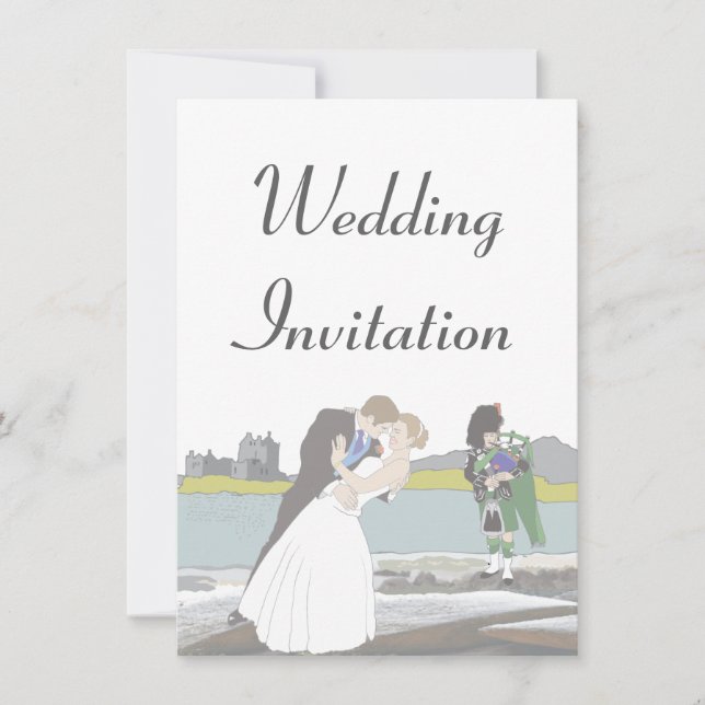 Traditional Scottish and Celtic Wedding Theme Invitation (Front)