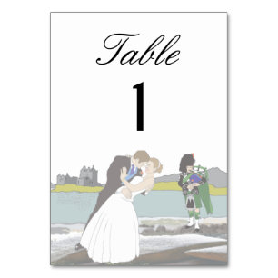 Traditional Scottish and Celtic Wedding Theme Table Number