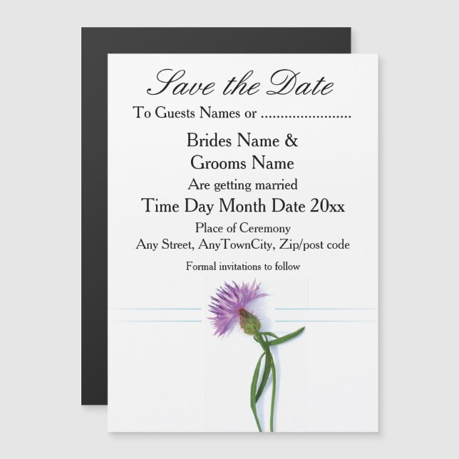 Traditional Scottish and Celtic Wedding Thistle Th Magnetic Invitation (Front/Back)