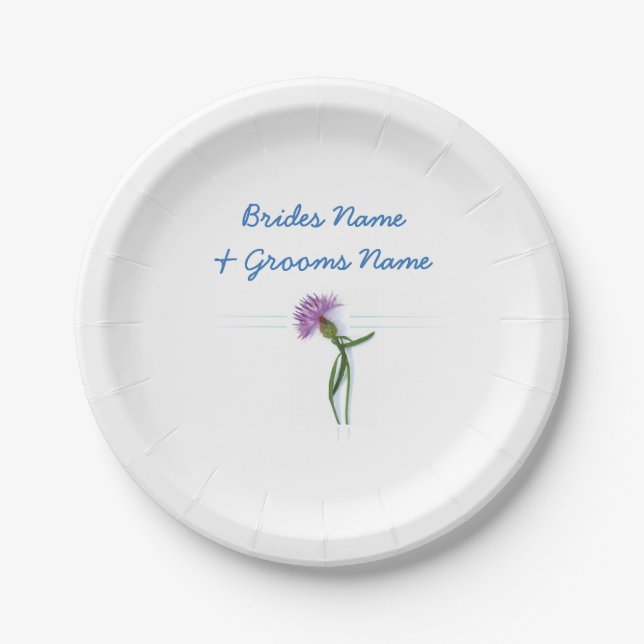 Traditional Scottish and Celtic Wedding Thistle Th Paper Plate (Front)