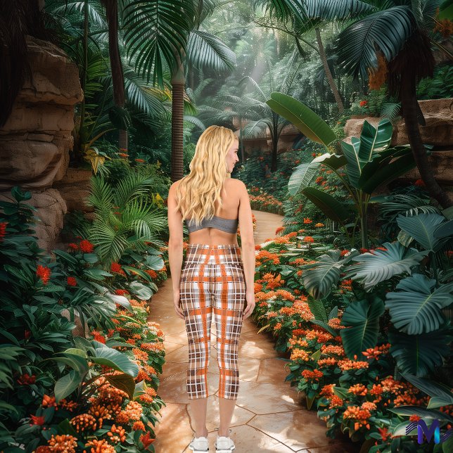 Traditional Scottish Plaid in Browns and Orange Capri Leggings (Creator Uploaded)