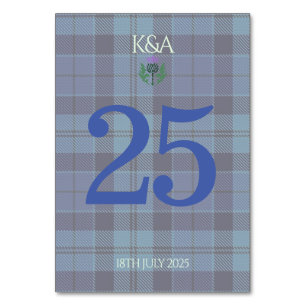 Traditional Scottish Tartan and Scotland Thistle Table Number