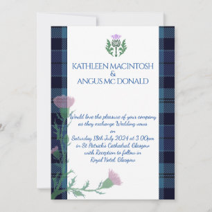Traditional Scottish Tartan Border and Thistle Invitation