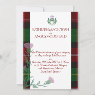 Traditional Scottish Tartan Border and Thistle Invitation