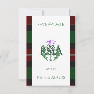 Traditional Scottish Tartan Border and Thistle Save The Date