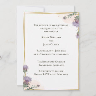 Traditional Scottish Thistle Wedding Invitation
