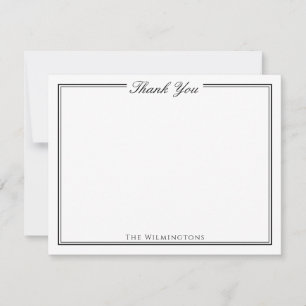 Traditional Script Black & White Thank You Card