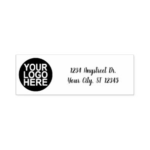 Traditional Script Custom Business 2 Line/Logo Self-inking Stamp