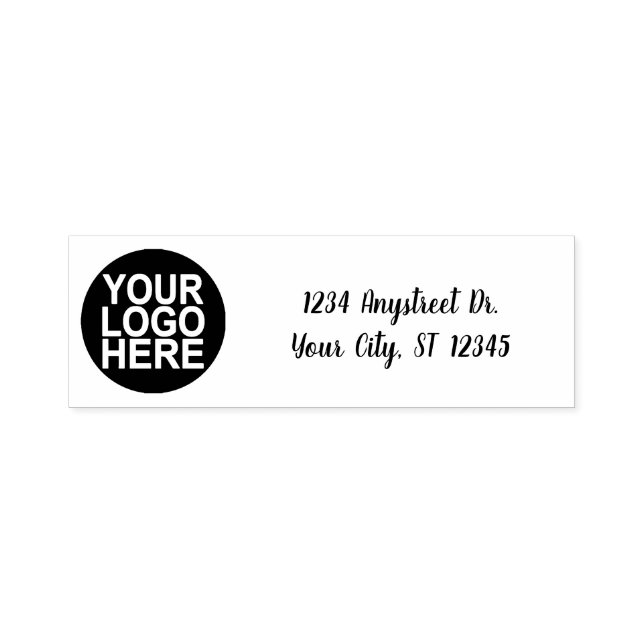 Traditional Script Custom Business 2 Line/Logo Self-inking Stamp (Design)