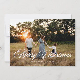 Traditional Scripted Merry Christmas Holiday Card