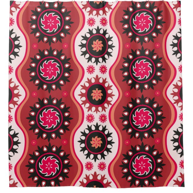 Traditional seamless oriental ornament shower curtain (Front)