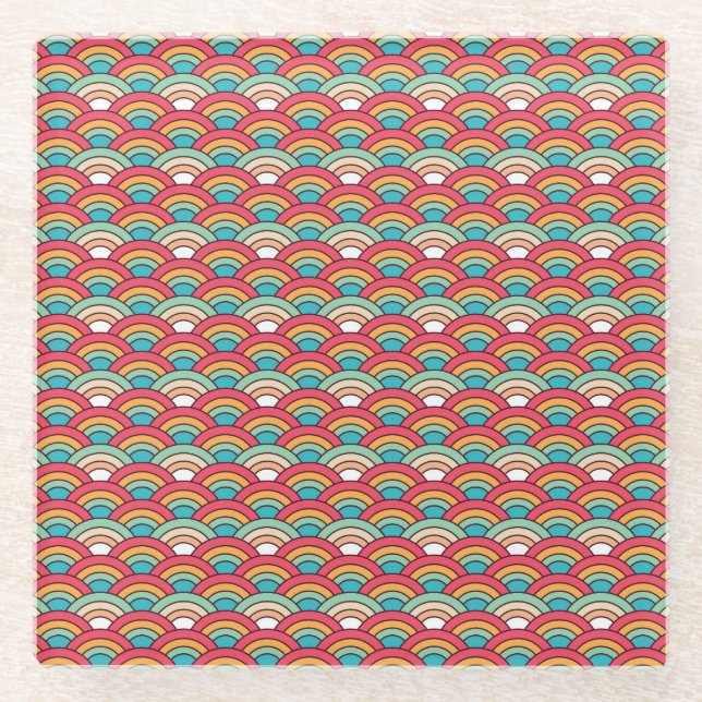 Traditional Seamless Pattern Elegant Design Glass Coaster (Front)