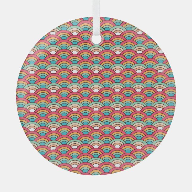 Traditional Seamless Pattern Elegant Design Glass Tree Decoration (Front)