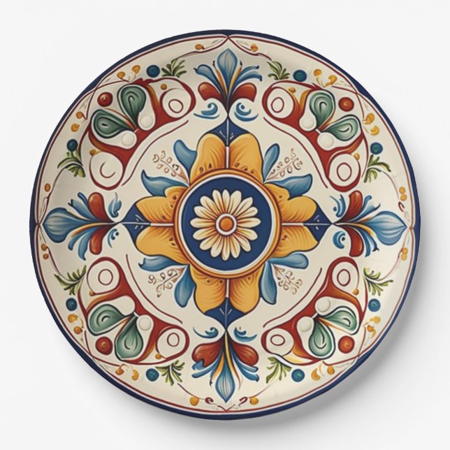 Traditional Sicilian Italian Ceramics Paper Plate (Front)