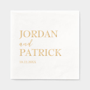Traditional Simple Minimalist Custom Name Wedding  Foil Napkins