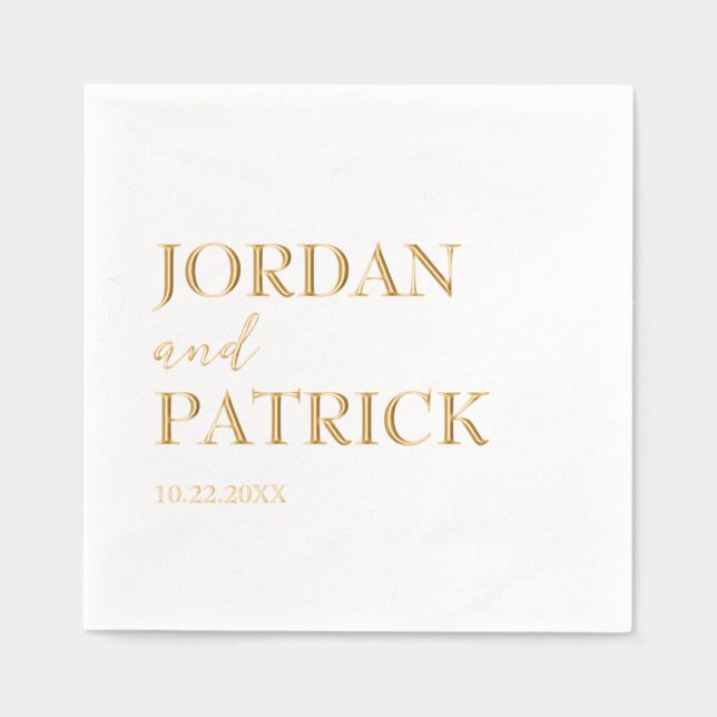 Traditional Simple Minimalist Custom Name Wedding  Foil Napkins (Front)