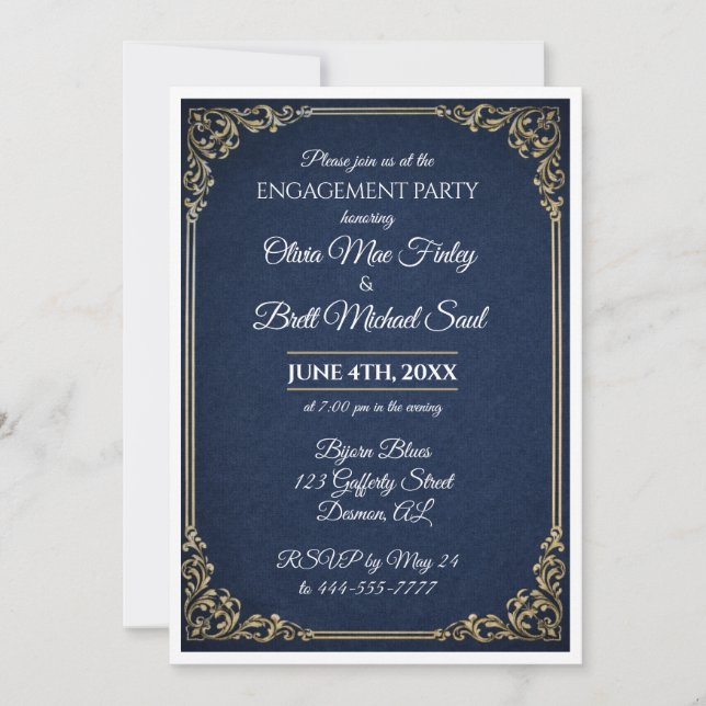 Traditional Simplistic Engagement Party invitation (Front)