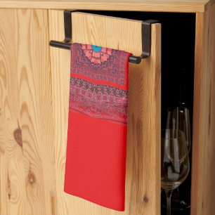 Traditional Sindhi Culture Ajrak Pattern Art Print Tea Towel
