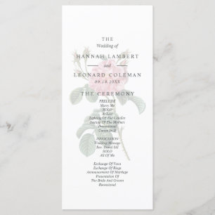 Traditional Single Rose Wedding Programme