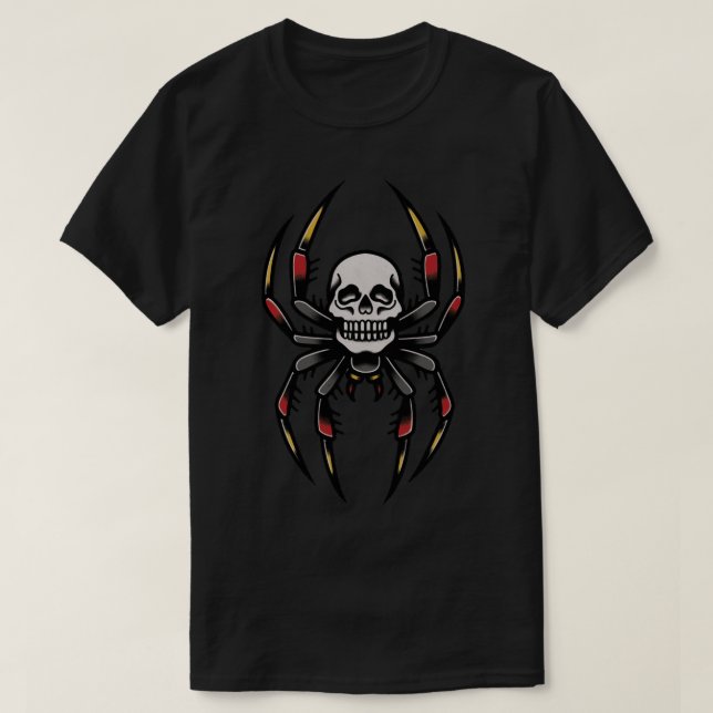Traditional Skull Spider - Traditional Tattoo Stic T-Shirt (Design Front)