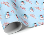 Traditional Snowman Christmas on LIGHT BLUE Wrapping Paper<br><div class="desc">Christmas on your mind? Frosty nipping at your nose?  Gifts look great wrapped up in this wonderful traditional design.</div>