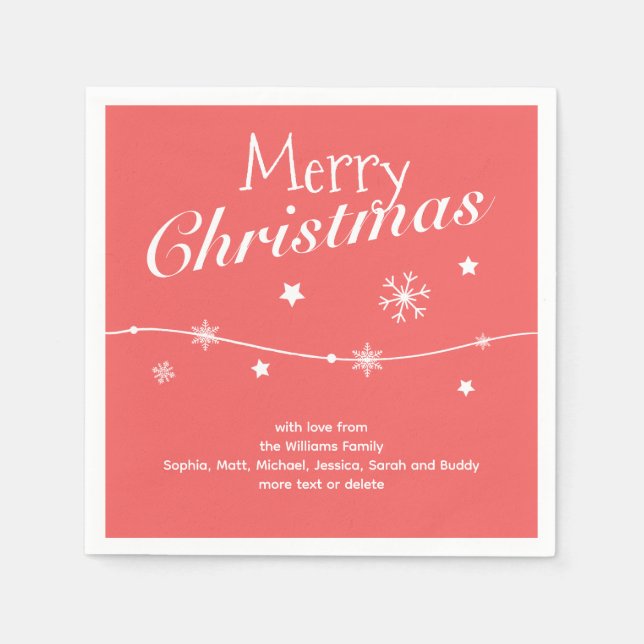 Traditional - Soft Red - Christmas Napkins (Front)