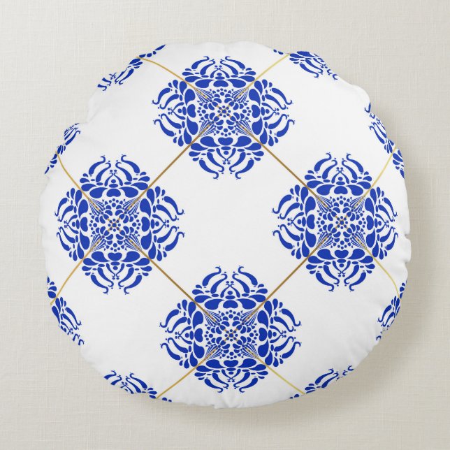 Traditional spain seamless pattern. Spanish cerami Round Cushion (Front)