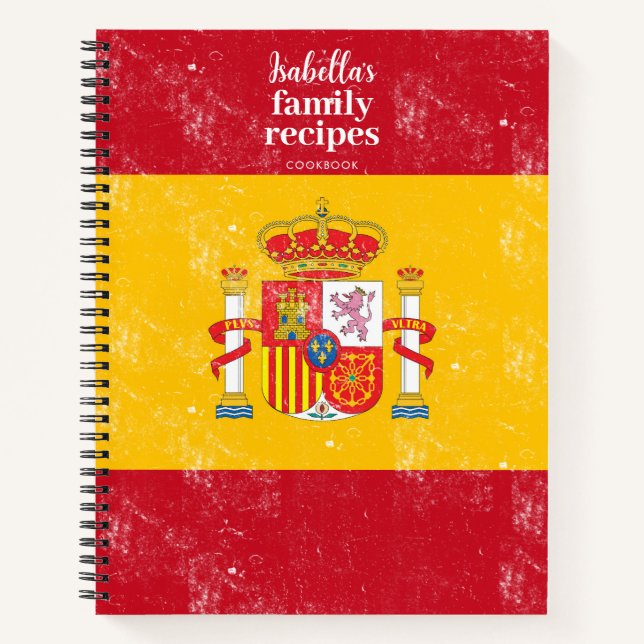 Traditional Spanish Flag Family Recipe Cookbook Notebook (Front)