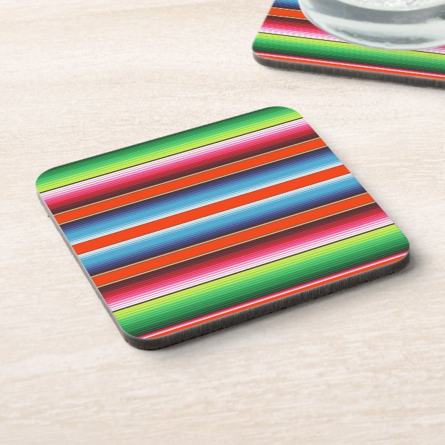 Traditional Spanish Serape Fiesta Mexican Blanket Coaster (Left Side)