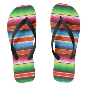 Traditional Spanish Serape Fiesta Mexican Blanket Flip Flops