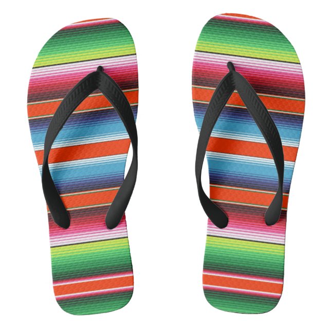 Traditional Spanish Serape Fiesta Mexican Blanket Flip Flops (Footbed)