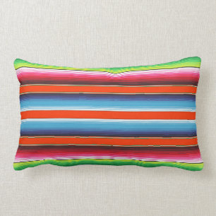 Traditional Spanish Serape Fiesta Mexican Blanket Lumbar Cushion