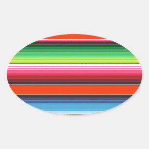 Traditional Spanish Serape Fiesta Mexican Blanket Oval Sticker