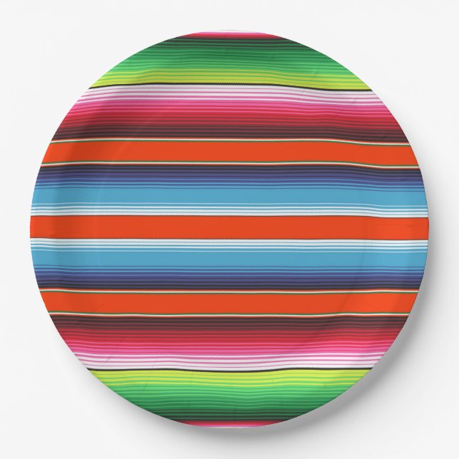 Traditional Spanish Serape Fiesta Mexican Blanket Paper Plate (Front)