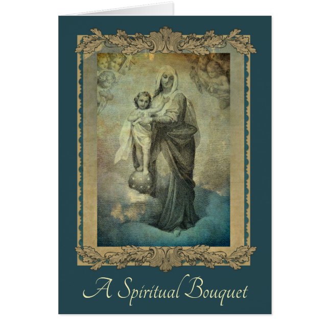 Traditional Spiritual Bouquet Virgin Mary  Card (Front)