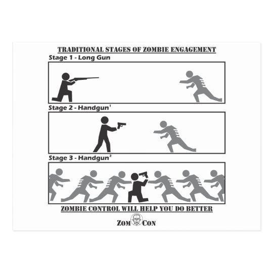 Traditional Stages of Zombie Engagement Postcard
