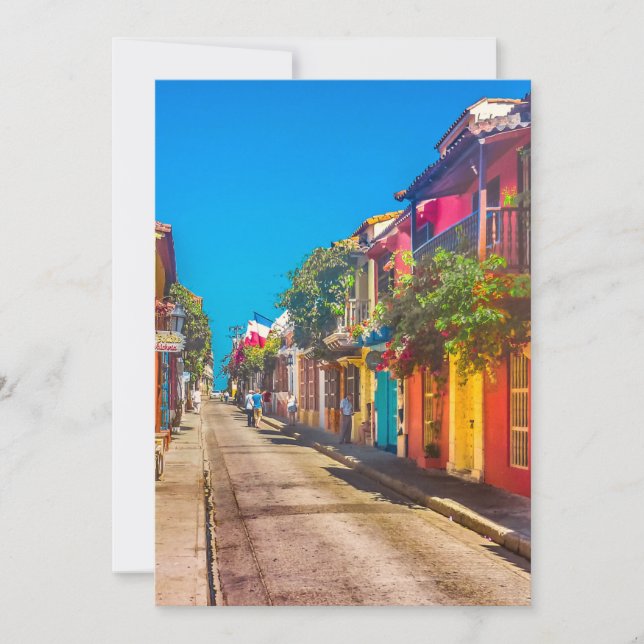Traditional Street in Cartagena Colombia Card (Front)