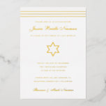 Traditional stripe Bat Mitzvah Star of David Gold<br><div class="desc">Real gold foil is here; choose from Gold foil, rose gold, or silver foil. Background colour is customisable. If desired add a photo to the back side as well. If you'd like to remove text from the foil layer, enter the editor and cut and paste those layers onto the front...</div>