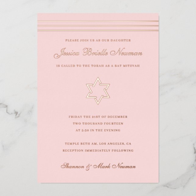 Traditional stripe Bat Mitzvah Star of David Rose (Front)