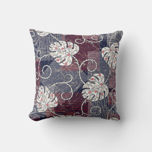 traditional stripes and leaves pattern cushion