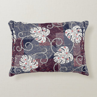 traditional stripes and leaves pattern decorative cushion