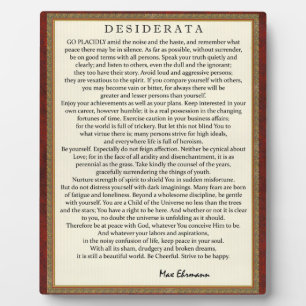 Traditional Style Desiderata Poem by Max Ehrmann Plaque