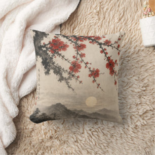 Traditional Sumi-e Ink Wash Art Cushion