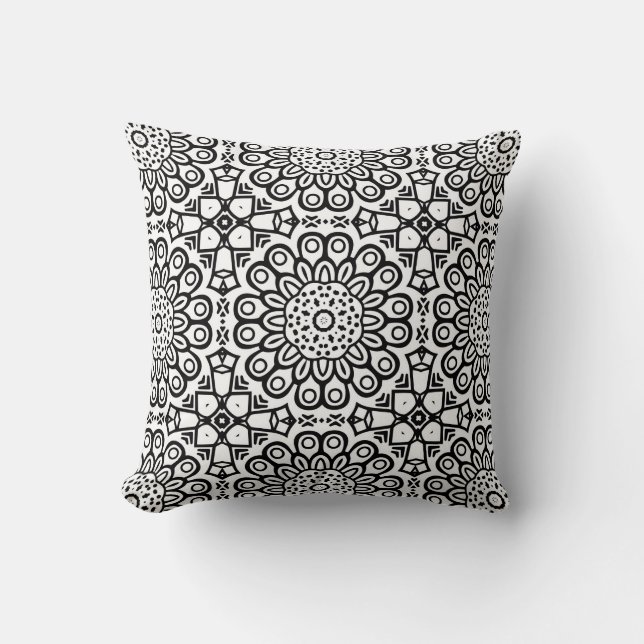 Traditional sunflower batik pattern ornamentscroll cushion (Front)