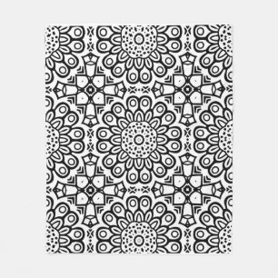 Traditional sunflower batik pattern ornamentscroll fleece blanket